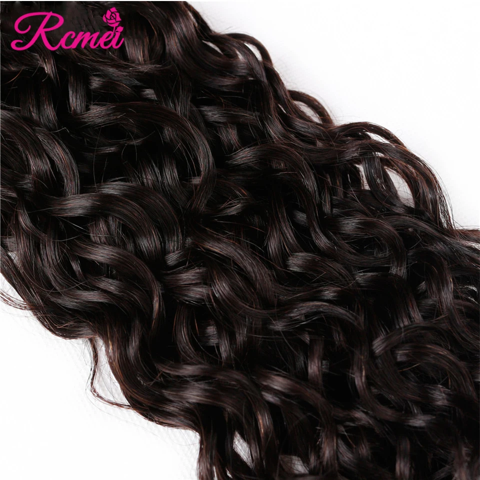 3 пряди волнистых волос с закрытием 4x4 бразильские волосы тесьмой Remy наращивание
