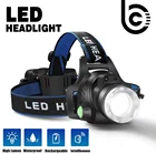 Светодиодный налобный фонарь T6L2V6, 3 режима, зуммируемый водонепроницаемый супер яркий светильник рь для кемпинга и рыбалки, Питание от 2 батарей 18650