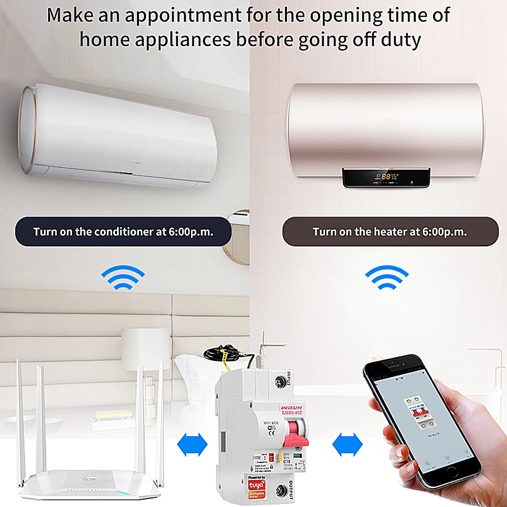 3 шт. Smart Life (tuya) Приложение 1P WiFi умный выключатель защита от перегрузки короткого