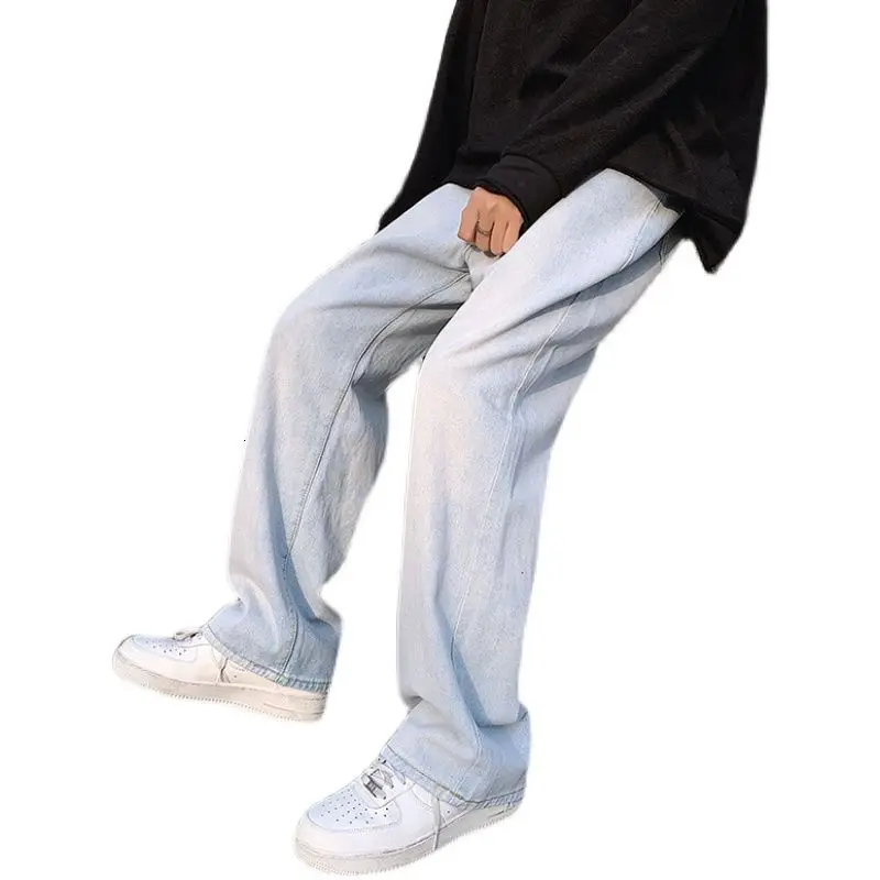 

2021 Spring And Autumn New Youth Popular Loose Korean Version Of Solid Color Jeans Fashion Casual All-match Straight-leg Pants