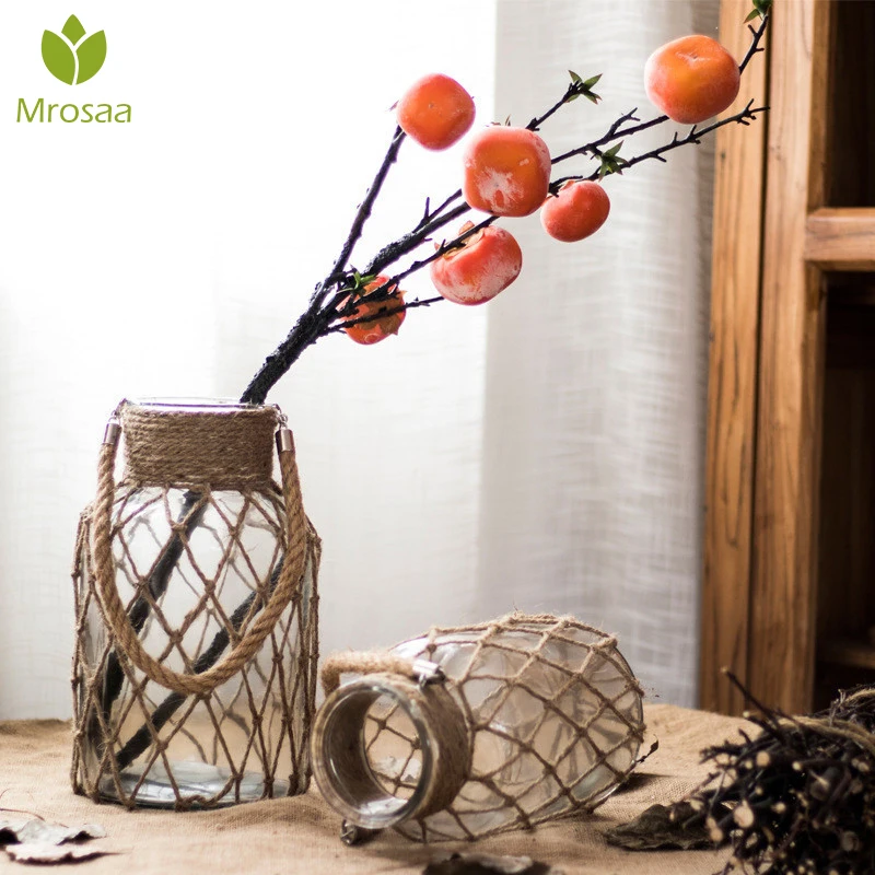 Стеклянная ваза ручной работы из пеньковой веревки американский стиль