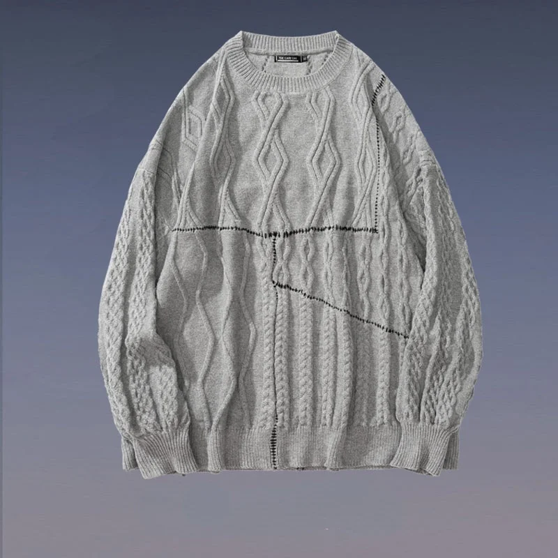 

Однотонный свитер в стиле High Street для мужчин и женщин, свободный трендовый пуловер, свитеры для осени и зимы, топы с круглым вырезом