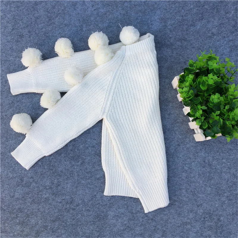 Весенне осенне зимние белые свитера для младенцев хлопковый пуловер с помпоном