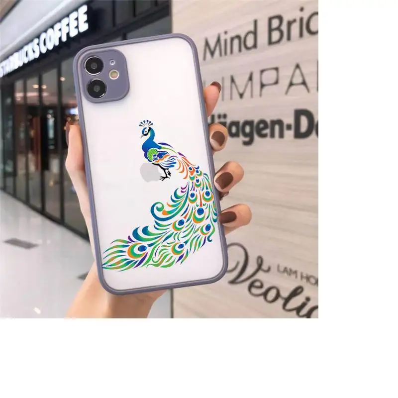 

peacock cartoon animal Phone Cases matte transparent For iphone 7 8 11 12 plus mini x xs xr pro max cover