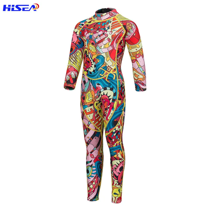 HISEA 0.5mm Lycra Children's Long-Sleeved Wetsuit Surf Clothing Fall Swimsuit one piece swimsuit girl swimming suit kids | Спорт и