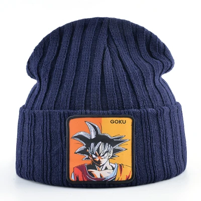 Модная Зимняя Шапка-бини с драконом для мужчин, вязаные шапки GOKU, мужские шапки с вышивкой, теплые шапки, женские шапки в стиле хип-хоп - Цвет: BLUE3