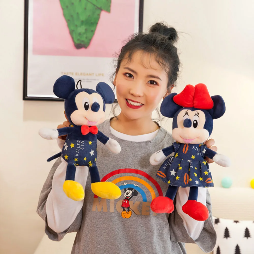 

35cm Disney Mickey Minnie Plush Toys Cartoon Stuffed Doll Anime Christmas Present Plush Dolls Pendant Toy Cool Kid Birthday Gift