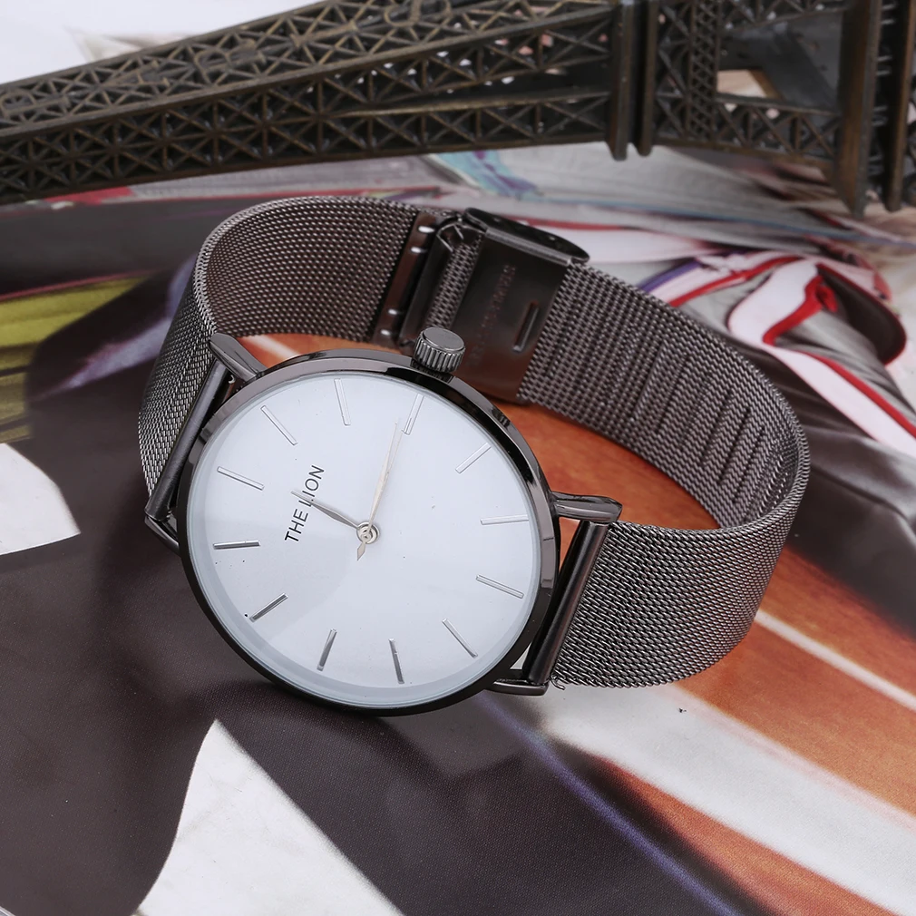 Ультратонкие кварцевые часы с сетчатым ремешком для влюбленных браслет из