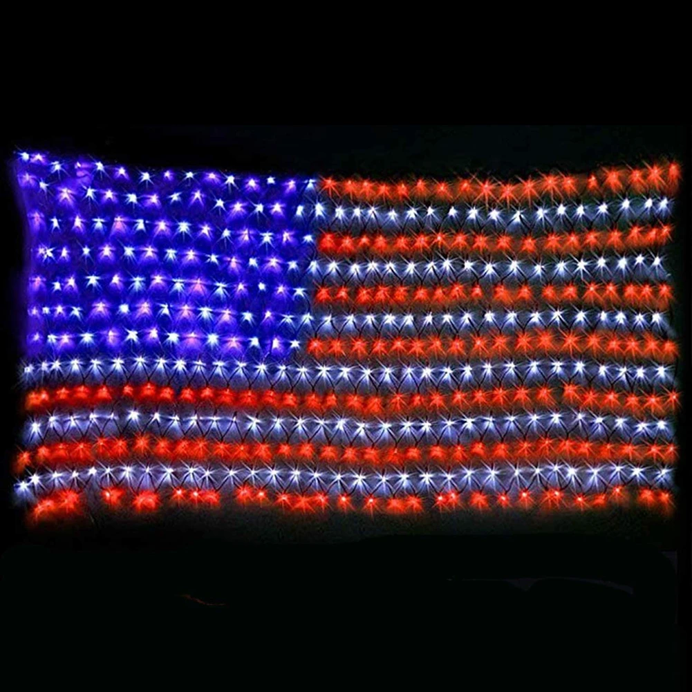 Американский флаг 390/420LED струнный светильник 8 режимов Функция таймера большой