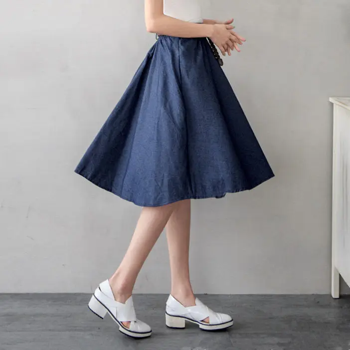 

2020 Summer Women Arrival High Waist Long Jean Skirt Large Pendulum Elegant Long Denim Skirt with Sash Available Shipping F44