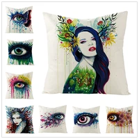 18x18 inches modern painting pillowcase cushion cover decorative polyester linen throw pillows sofa car pillow shams 45x45cm