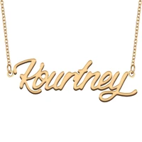 kourtney name necklace for women stainless steel jewelry 18k gold plated nameplate pendant femme mother girlfriend gift
