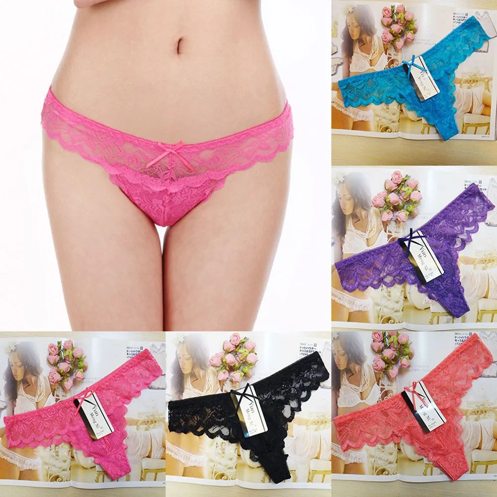 Сексуальные кружевные трусики с бантиком женские стринги дышащие трусы низкой