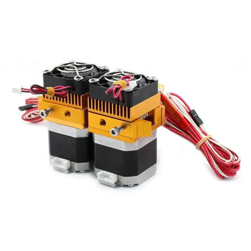 

3D Printer Accessories 12V/40W MK8 Dual Print Head Extruder+Brass Nozzle 1.75mm Filament