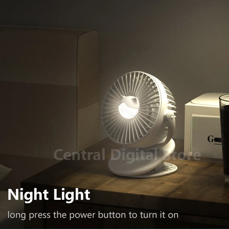 Портативный бесшумный мини вентилятор с зажимом милый DC 5V перезаряжаемый