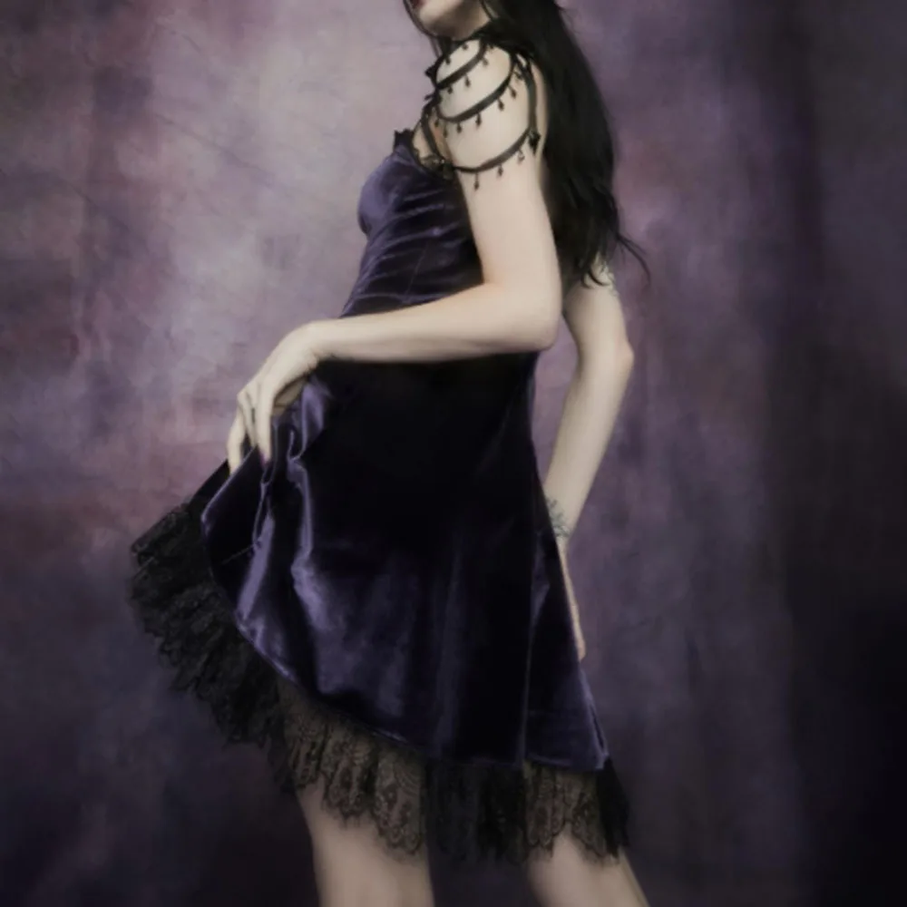 

2021 Gothic Summer Dress Fashion Designer Hipster Thin Creative Simple High Waist Lace Splicing Sexy