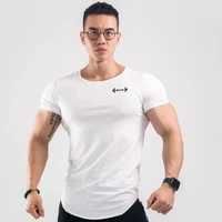 mens gym fitness shirt sport t shirt running tee tops cotton slim fit bodybuilding sweatshirt training workout jogging t shirt
