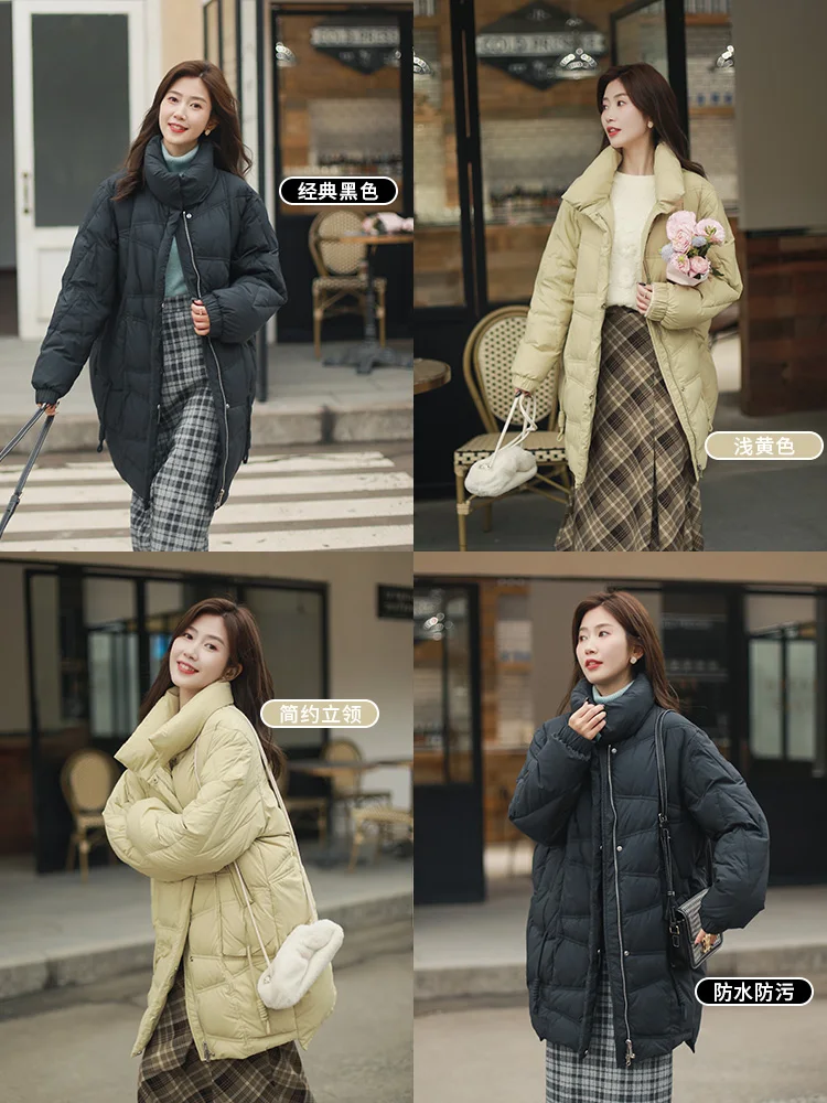 

Homimi Light Down Jacket For Women Winter 2020 New Short Medium Length Over Knee Purple White Eiderdown Coat Woman Parka