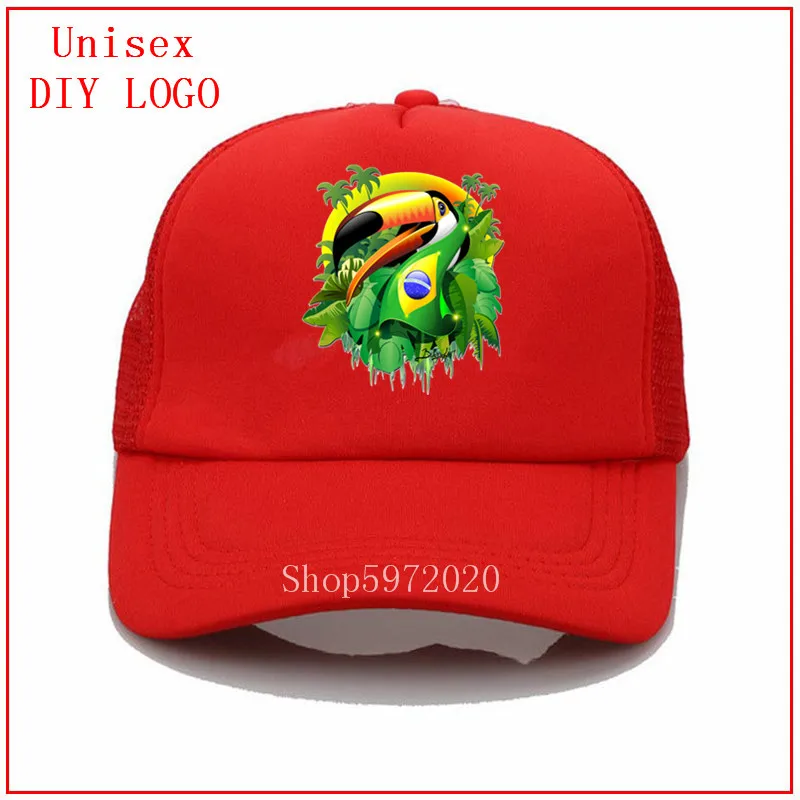 Toco Toucan with Brazil Flag Brazilian on Green Brtight Tropical Jungle men hats baseball women cap chapeau homme | Аксессуары для