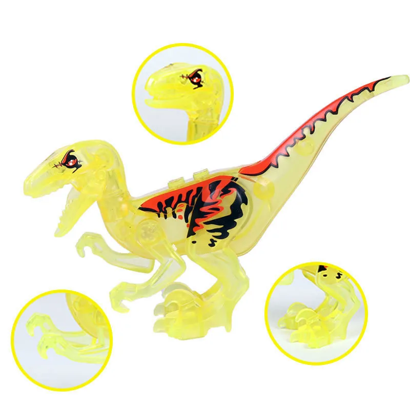 

6Pcs Jurassic Crystal Dinosaur Action Figures Tyrannosaurus Triceratops Transparent Mini Bricks Building Blocks Assembled Toys