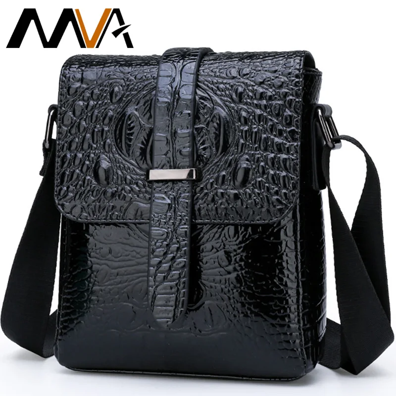 Крокодиловая сумка MVA для мужчин мужская на плечо/через плечо кожаные маленькие