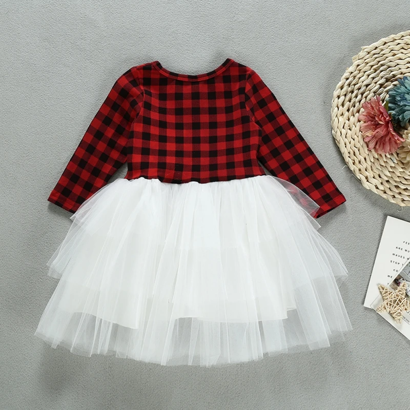 Christmas Plaid Lovely Dress For Girl Princess Kid Baby Tulle Tutu Dresses Xmas New Year Red Party Girls Clothing | Мать и ребенок