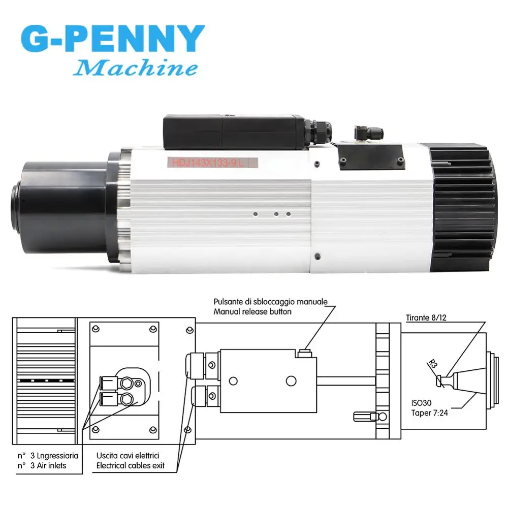 Automatic Tool Change Spindle 9.0kw ATC spindle ISO30 220v / 380v air cooled motor for wood working router | Инструменты