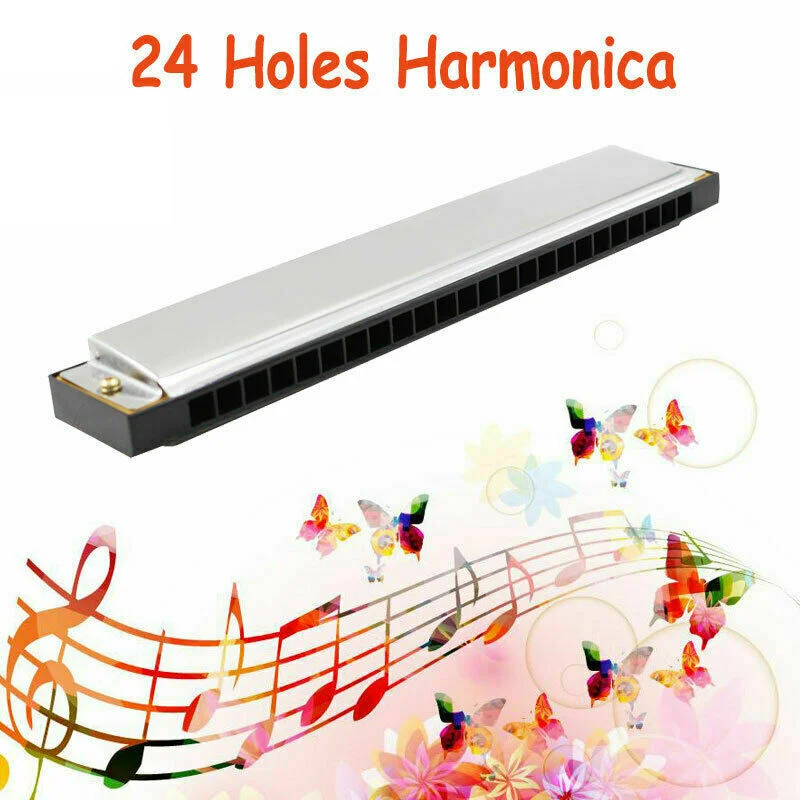 

Гармоника C Tremolo с 24 отверстиями, губная гармошка для начинающих, для хобби, тренировок, музыкальный инструмент, подарок с прозрачной коробко...