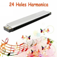 24 hole harmonica key c tremolo harmonica mouth organ for beginner hobby training musical instrument gift with clear storage box