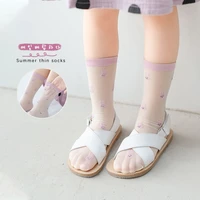 2021 kids socks spring and summer cartoon version high elasticity cored silk glass fiber childrens socks korean fashion socks