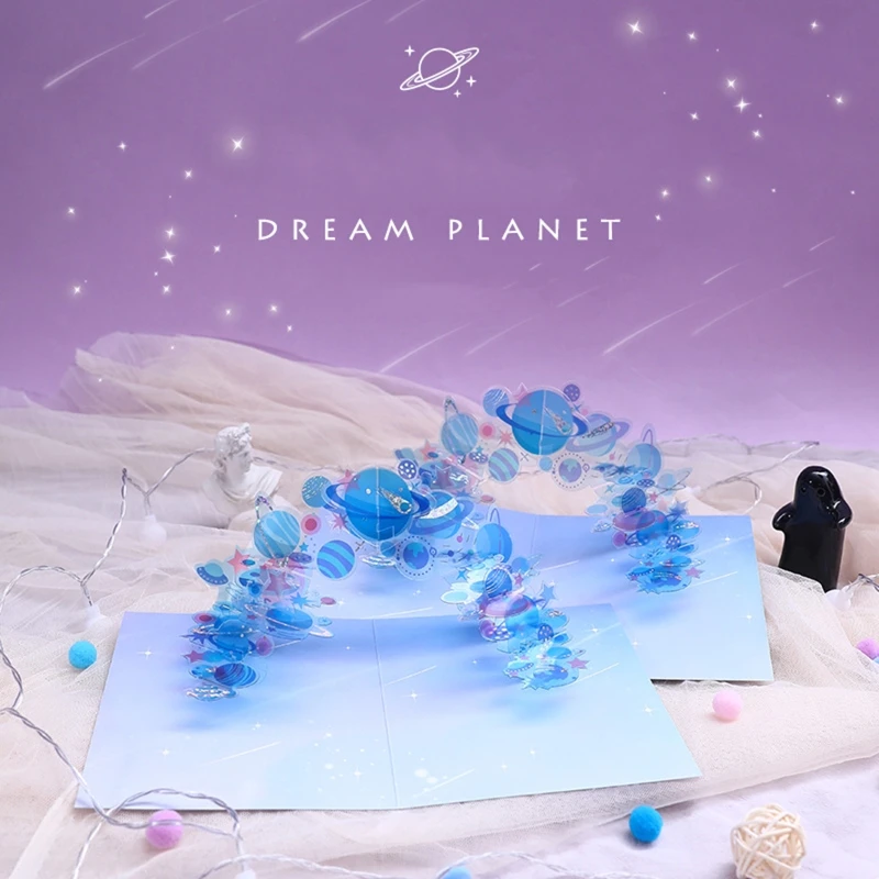 3D выдвижные рождественские поздравительные открытки с кристаллами планеты на день рождения приглашения