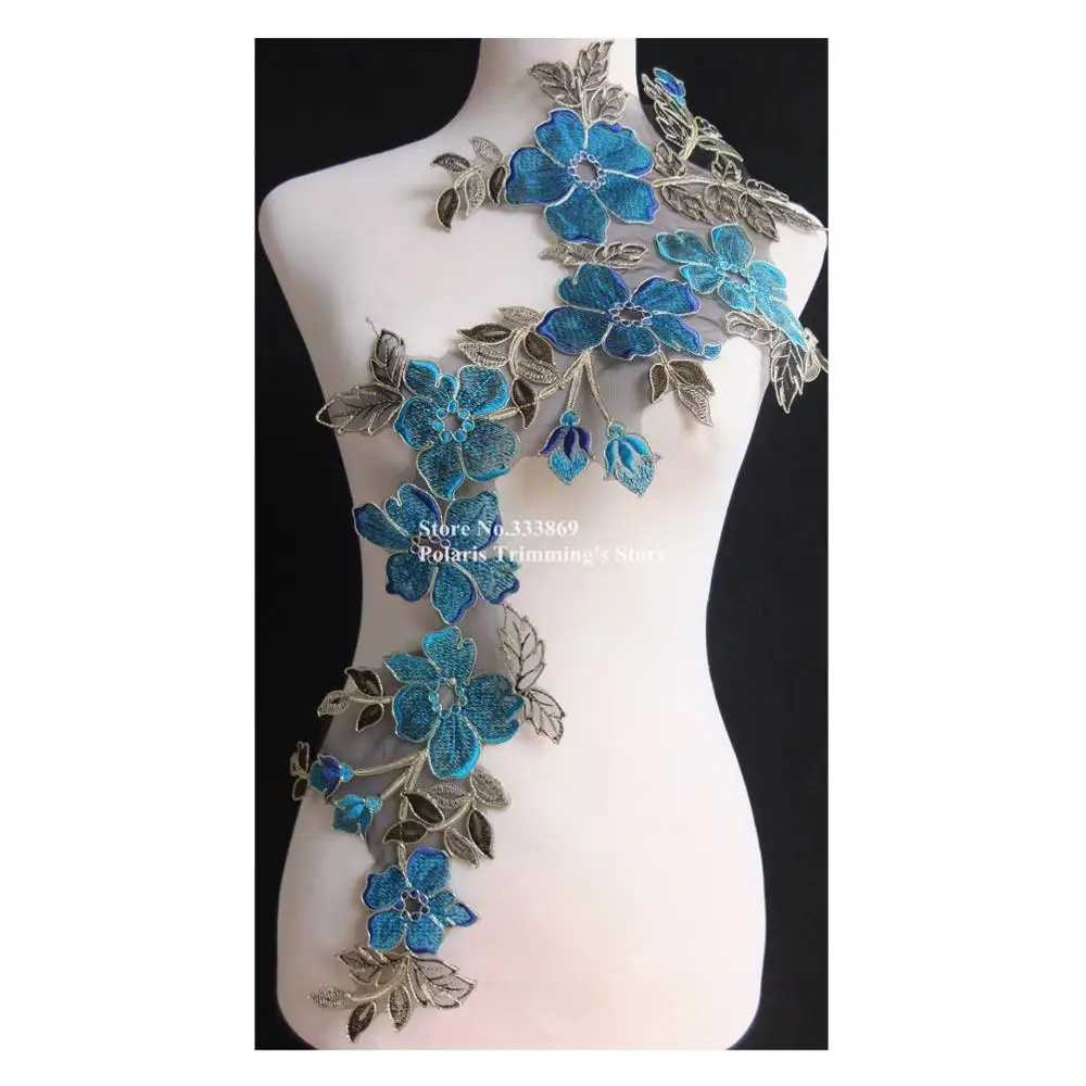 5 шт./лот 4 вида цветов (синий черный серебряный кремовый +) Цветочная вышивка