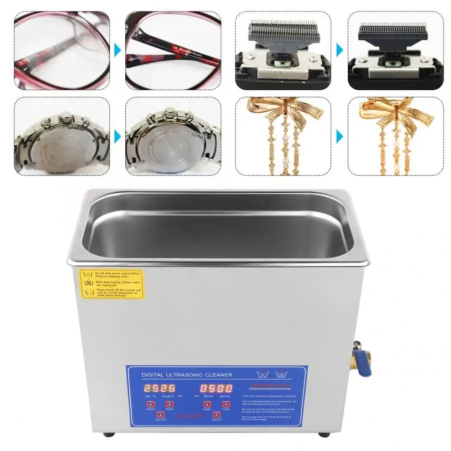 6L цифровой ультразвуковой очиститель Ванна с таймером из нержавеющей стали