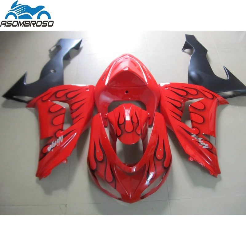 

ABS Plastic Motorcycle Bodyworks for Kawasaki Ninja ZX10R fairing kit 2006-2007 red black fairing set zx10r 06 07 GH30