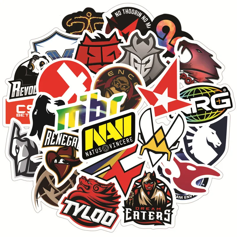 

50 PCS CSGO Team Logo Stickers for Car Styling Bike Motorcycle Phone Laptop Travel Luggage Cool Funny Spoof JDM Decal