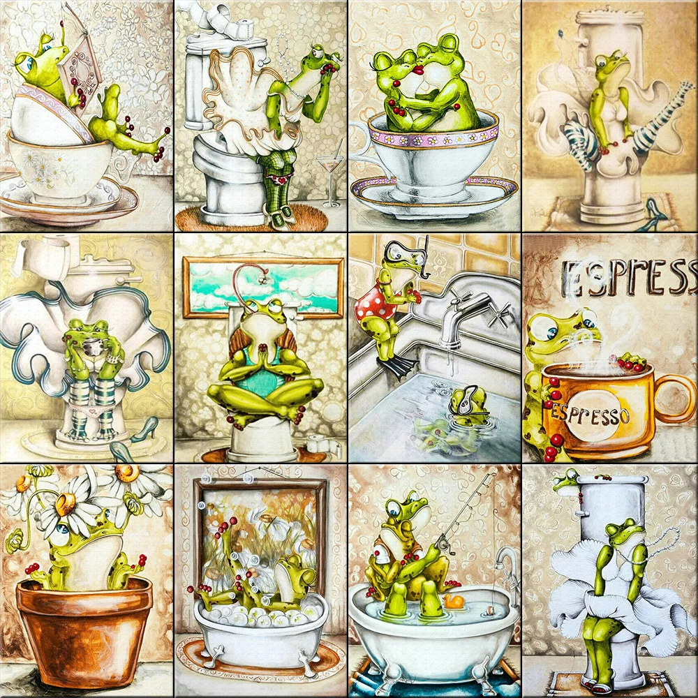 

5D DIY Diamond Painting Cute Frog Rhinestone Pictures Diamond Embroidery Animals Full Drills Mosaic Art Home Decor Unique Gift