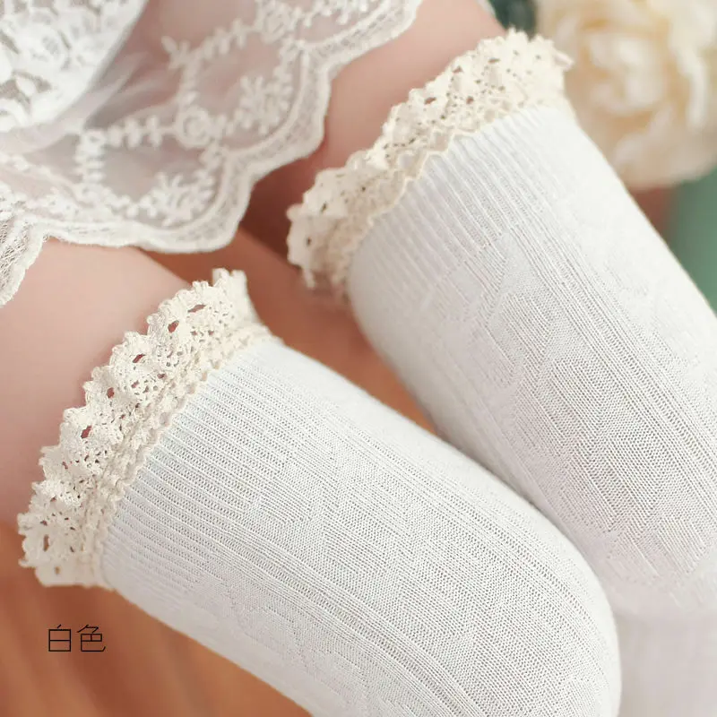 

Women Stockings Thigh High Over the Knee Lace Patchwork Long Cotton Stockings Warm Stockings