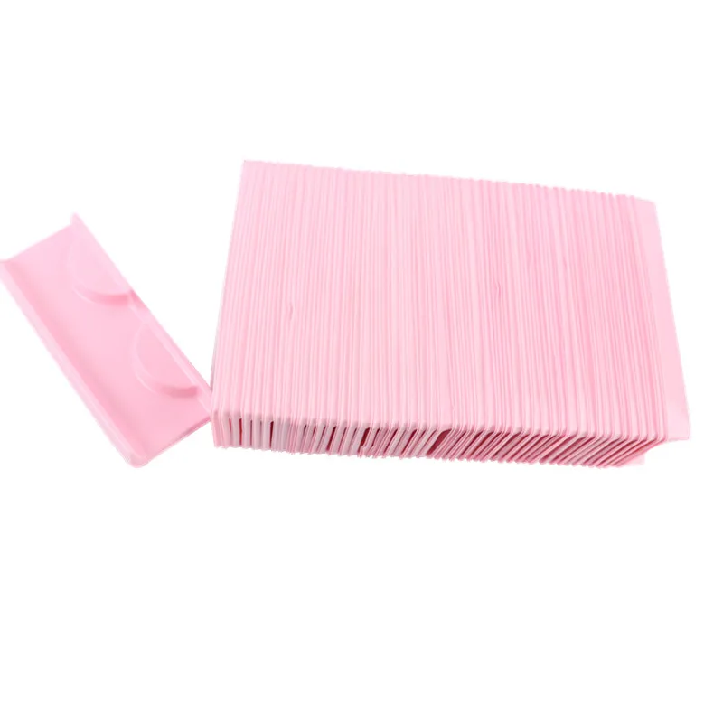 

8.5*3.2*1cm 50pcs Transparent Pink Plastic Eyelashes Packaging Box Fake Eyelash Tray Storage Cover Single Case Custom Logo 40#