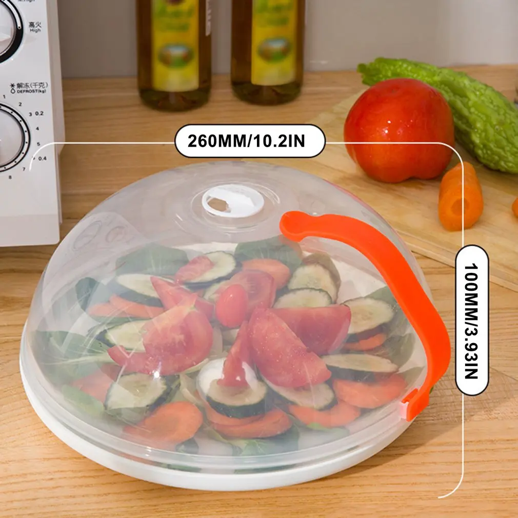 

Splash And Oil Cover For Heating In Microwave Oven Rotating Air Holes Comfortable Handle Splash-proof Cover