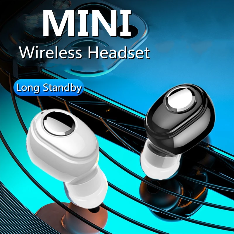 

Wireless Bluetooth Earphones In-ear Single Mini Earbud Hands Free Call Stereo Music Headsets with Microphone for Smart Phones