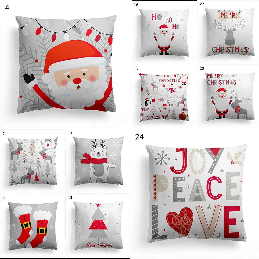 

45*45cm Cushion Cover Christmas Soft Pillow Case Deer Sock Santa Claus Decorative Pillow Covers For Sofa Xmas Home Decor 1Pcs