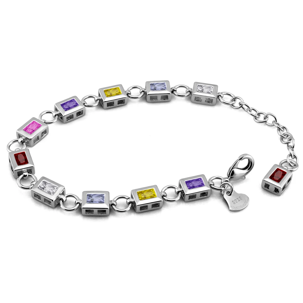 Роскошные свадебные Цирконий 925 стерлингового серебра браслет цепочка на руку