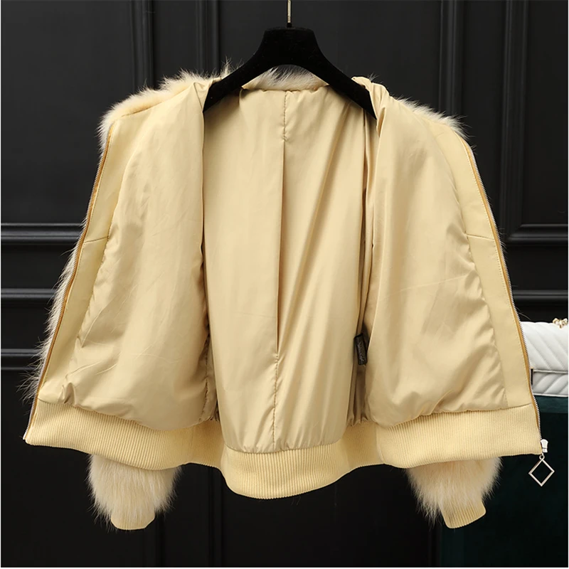 rf2042 Zipper Real Fur Jacket Woman New Arrival 2019 Genuine Leather Pockets Fox Coat | Женская одежда