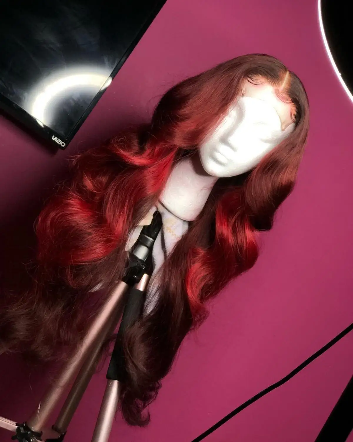 Свободная волна цвет красного вина Размеры парики фронта шнурка человеческих