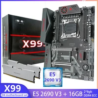 jginyue x99 d4 motherboard set kit with xeon e5 2690 v3 cpu 16gb2 x 8g ddr4 ram memory lag 2011 3 processor combo four channel