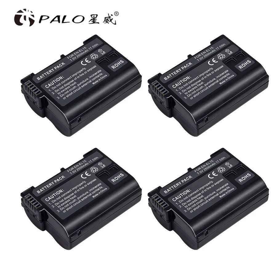 4pcs battery PALO 2 шт. EN-EL15 ENEL15 RU EL15 Батарея+ ЖК-дисплей Dual USB Зарядное устройство для цифровых зеркальных фотокамер Nikon D600 D610 D800 D800E D810 D7000 D7100 D7200 V1 - Цвет: 4pcs battery