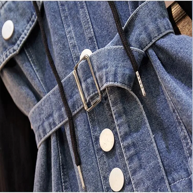 

New 4XL Spring Autumn Women Dresses Plus Size Fashion Slim Long Sleeve Hooded Jeans Patchwork Dress For Women Larger One-Piece