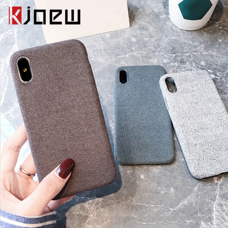 Простой тканевый чехол KJOEW для iPhone11 11 Pro XS Max XR X 6 6s 7 8 Plus мягкий холст хлопок лен