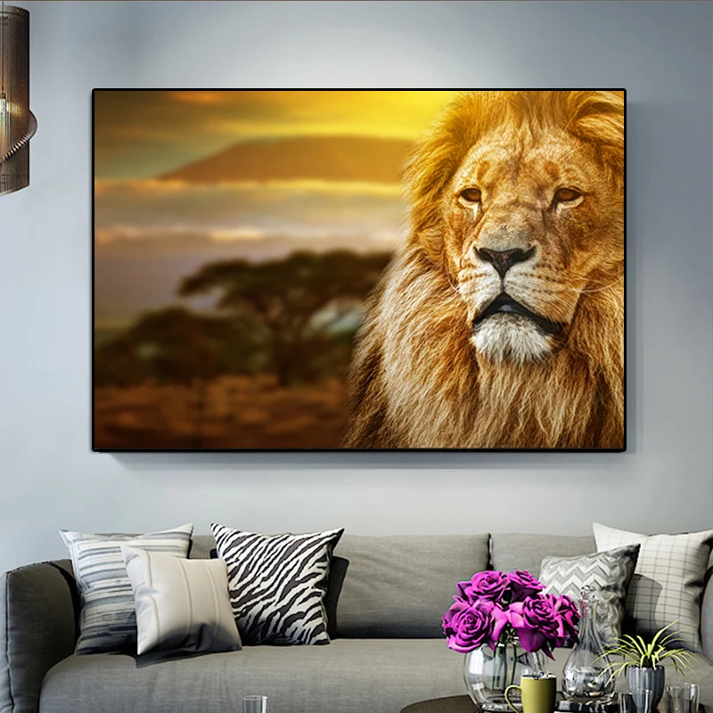 Африка Лев дикий Животные масляной живописи современные Плакаты принты Quadros