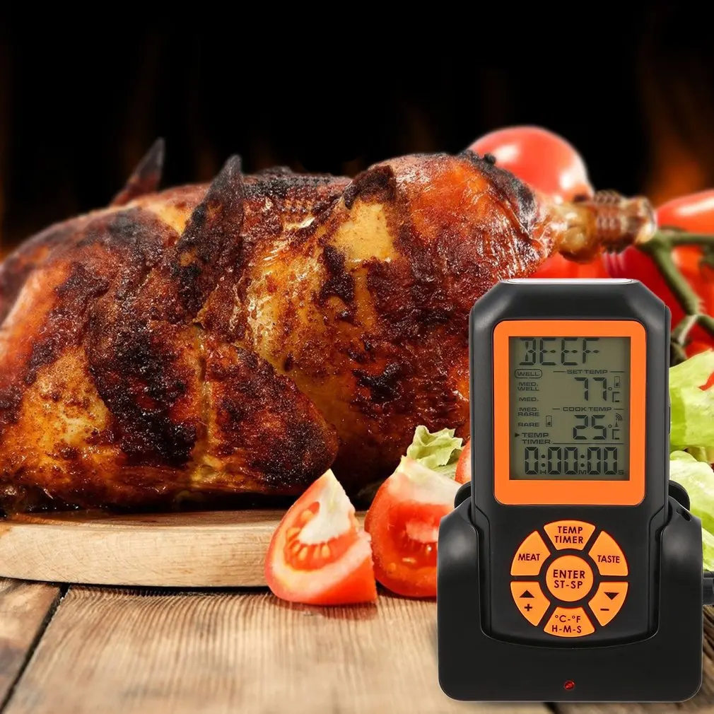 Цифровой дистанционный беспроводной пищевой кухонная печь термометр зонд для